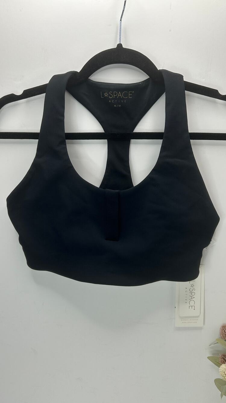 L*Space Ribbed Underdog Tank Sports Bra Racer Back Black Women's Medium NWT
